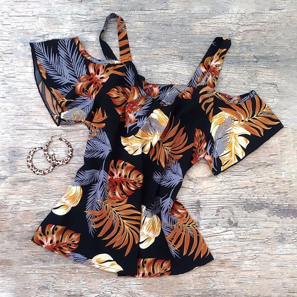 Autumn Vibes Tropical Print Tank Top Tropigoth Tiki Girl Style - Picture 1 of 3